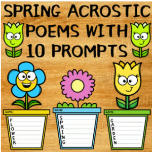 Spring Acrostic Poems Template | Themed Activity with Cut and Paste Flower Craft