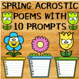 Spring Acrostic Poems Template | Themed Activity with Cut and Paste Flower Craft